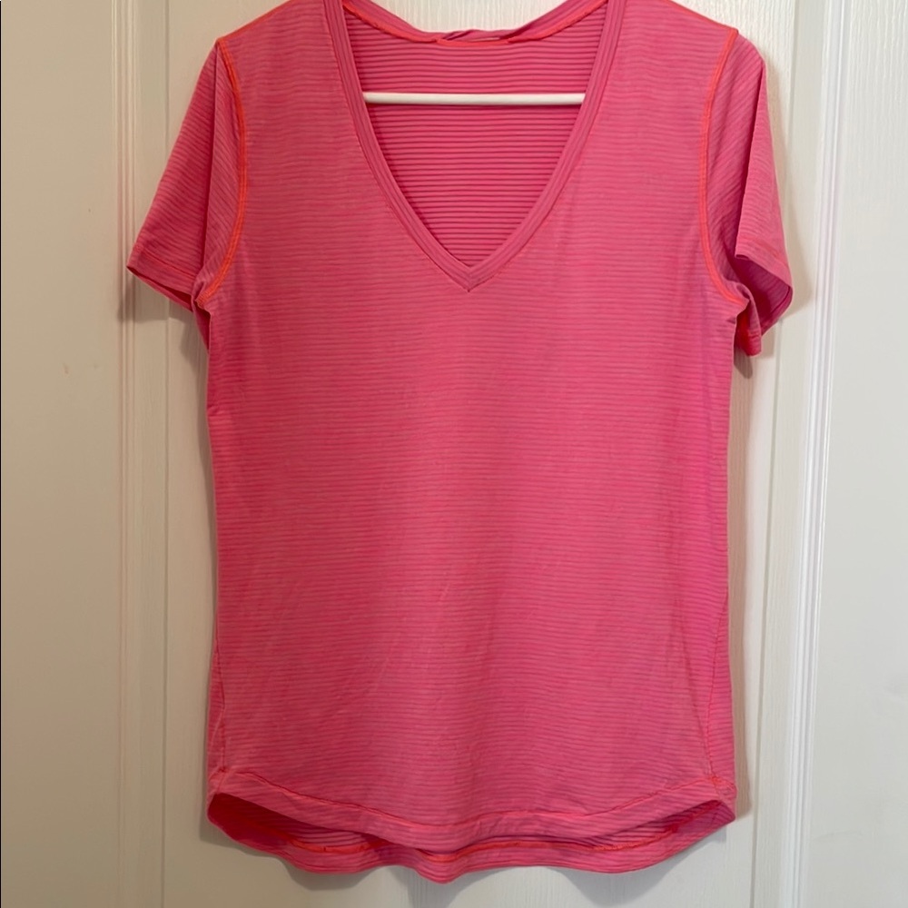 Lululemon Athletica Fitted Orange Pink Short Sleeve Tee